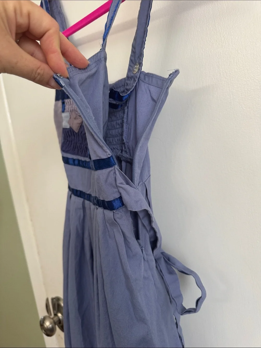 silence + noise Blue Patchwork Strap Dress